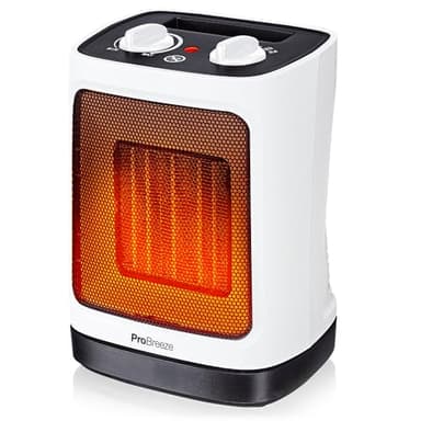Pro Breeze Termoventilatore Ceramico 2000W - Tecnologia Ceramica a Basso Consumo Energetico - Oscillazione Automatica e 2 Impostazioni di Temperatura. Per camere o bagno – Bianco