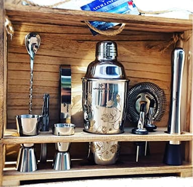 apolliner, shaker Cocktail professionale,kit barman supporto in legno pregiato | kit mixer cocktail e miglior acciaio,kit cocktail set,bar,kit bartender,attrezzi da bar,regalo casa,Uomo,Donna(16pezzi)