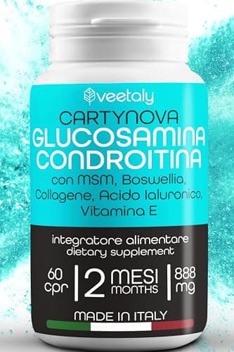 Glucosamina Solfato, Condroitina Solfato, MSM - Condroitina Glucosamina Alto Dosaggio - Integratore Articolazioni e Cartilagine Ginocchio con Collagene, Acido Ialuronico, Vitamina E, Boswellia, 60 cpr