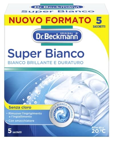 Dr. Beckmann Super Bianco | Rimuove l'ingrigimento | Combatte l'ingiallimento | Rende la biancheria bianca più bianca | 5 x 40 g
