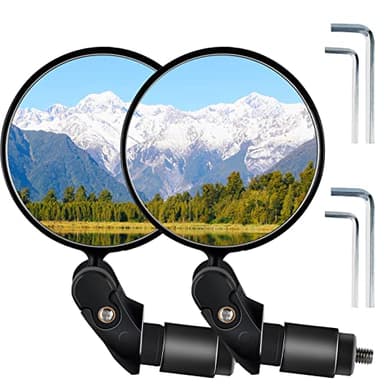 2 Pezzi Specchietto Retrovisore Bicicletta, HD Ruotabile di 360 °Specchietti Bici per Biciclette, Mountain Bike, Veicoli Elettrici (Nero)