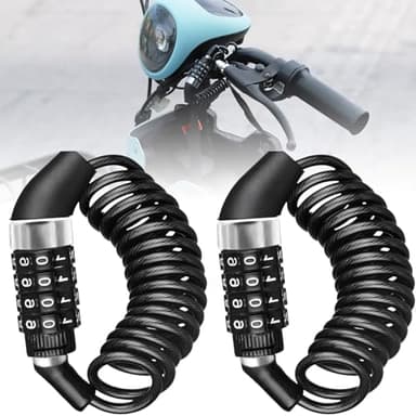 Yimomoyi 2 Pezzi Lucchetto Casco Moto, 4 Cifre Portatile Antifurto Lucchetto Bici, 150cmx4.6mm Lucchetti Cavo Antifurto per Casco da Moto, Casco da Bicicletta, Passeggini