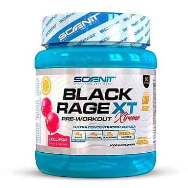 Pre Workout Potente - Black Rage Xtreme - Gusto lecca-lecca - Integratori pre workout - Amminoacidi pre workout - Preworkout potente - Preworkout con creatina - Preworkout creatina (450 g)