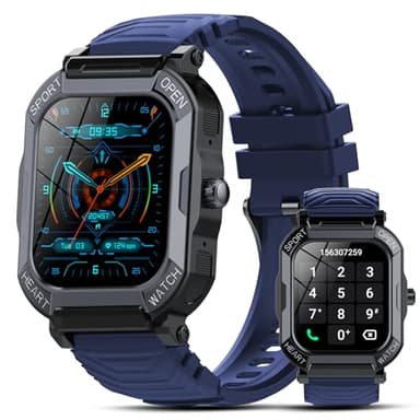 Smartwatch Uomo Donna con Chiamate Bluetooth, 1,85'' Orologio Smartwatch Uomo, Impermeabil IP68 Orologio Fitness, 110+ Sportive Smart Watch con Contapassi/Sonno/Cardiofrequenzimetro, Blu Profondo