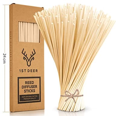 1st Deer Bastoncini per diffusore (24 cm x 3 mm) - Set da 100 pezzi di Bastoncini in Legno di Rattan Naturale per Diffusori di Olio Essenziale, Aromaterapia, Fragranze Spa e Ambienti Profumati