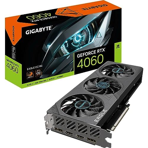 Gigabyte NVIDIA GeForce RTX 4060 EAGLE OC Scheda grafica - 8GB GDDR6, 128-bit, PCI-E 4.0, 2505MHz Core Clock, 2x DP 1.4, 2x HDMI 2.1a, NVIDIA DLSS 3 - GV-N4060EAGLE OC-8GD