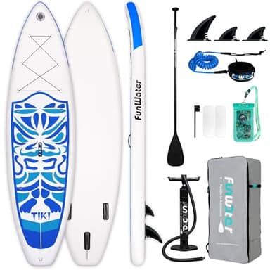 FunWater SUP Gonfiabile Stand Up Paddle Board Tavole da SUP Gonfiabili Adulti Tavola da Surf con Accessori Pompa a Mano,Pagaia,3 Pinne
