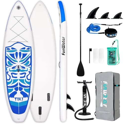 FunWater SUP Gonfiabile Stand Up Paddle Board Tavole da SUP Gonfiabili Adulti Tavola da Surf con Accessori Pompa a Mano,Pagaia,3 Pinne