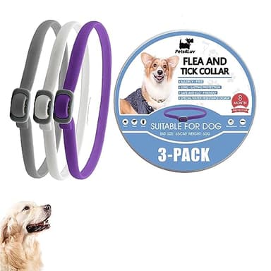 Pets4Luv Collare antipulci per cani, collari antizecche per cani, Collare Antiparassitario per Cane,taglia unica per tutti i cani, Nessun prodotto chimico,regolabile e impermeabile, 3 pezzi
