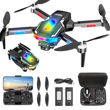 Drone Pieghevole con Telecamera 4K, GuKKK Brushless Motore Droni con 2 Telecamere, Quadcopter RC FPV WiFi Fotocamera Evitamento Attivo Degli Ostacoli, Altitude Hold, 2 Batterie, per Principianti