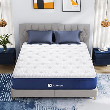 Avenco Materasso Matrimoniale 160x190 h3, Altezza 18 cm, Materasso a Molle Insacchettate, Materassi in Schiuma di Fibra di Bambù, Elevata Resilienza, Assorbimento di Umidità, Medio Rigido