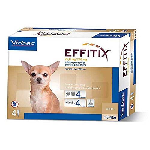 Effitix - Antiparassitari spot on per cani da 1,5-4 kg, 4 pipette