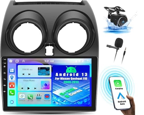 OiLiehu 6+128G 8 Core Android 13 Doppio Din Carplay Android Auto Autoradio per Nissan Qashqai J10 2006-2013 Autoradio con Schermo 9 pollici con Bluetooth GPS FM RDS WiFi SWC DSP/EQ