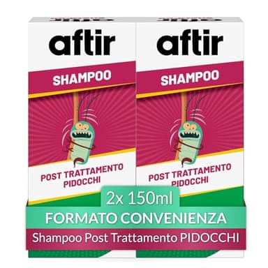 Aftir, Shampoo Post Trattamento Pidocchi e Parassiti, Azione Lenitiva, Antiprurito, 2 Confezioni da 150 ml