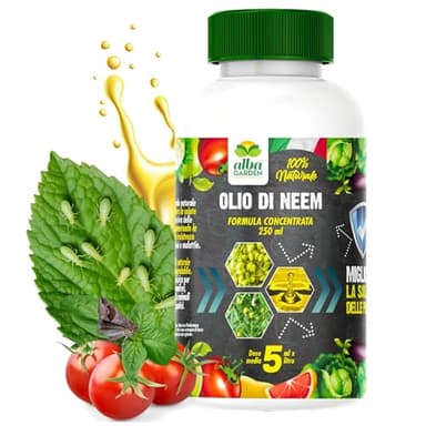 Albagarden - Olio Di Neem Per Piante - Naturale Puro Contro Insetti Funghi Acari Afidi Cimici Pidocchi Ragnetto Cocciniglia Zanzare - Concentrato X 250 ml