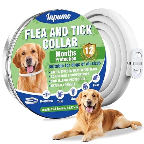 Inpumo Collare Antiparassitario per Cani, Collare Regolabile Resistente all'Acqua, Protezione Efficace contro Parassiti per Tutti i Tipi di Cani, Durata 12 Mesi (1 Pack)