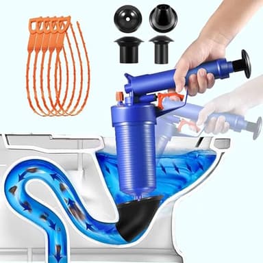 NiC IS COCNG Pompa stura scarichi a Pressione, sturalavandino ad Aria compressa, stura WC a Pressione, Pistola sturalavandini Aria compressa,stantuffo per WC, per lavandino, WC, Bagno, Doccia
