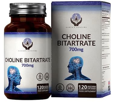 EN Colina | Ad Elevata Potenza da 700mg Colina Bitartrato per Capsula - 120 Choline Capsule | Cholina Integratore | Non-OGM, Senza Glutine e Allergeni | Prodotto nel Regno Unito