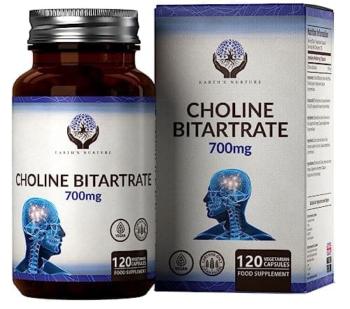 EN Colina | Ad Elevata Potenza da 700mg Colina Bitartrato per Capsula - 120 Choline Capsule | Cholina Integratore | Non-OGM, Senza Glutine e Allergeni | Prodotto nel Regno Unito