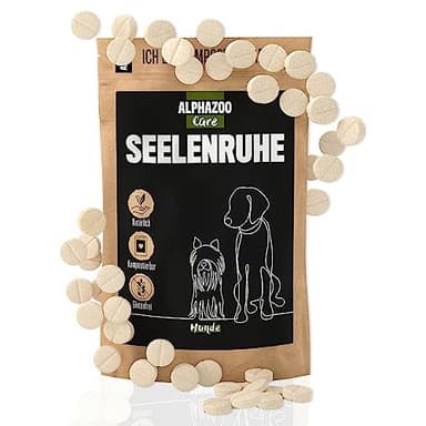 alphazoo calmante per Cani 50 compresse 75 g, tranquillanti con Olio di Canapa e valeriana, Contro Lo Stress e l'ansia, rilassamento Naturale ad Alta accettazione