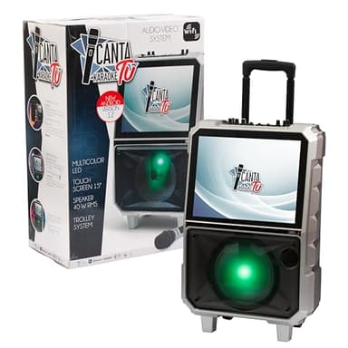 Canta Tu Karaoke 1.5 2024-Karaoke Professionale Con Microfono Wireless, Nuovo Sistema Operativo, Display Touch Più Ampio,Connessione Wi-Fi, Effetti Vocali, Batteria Ricaricabile,Voice Changer, Argento