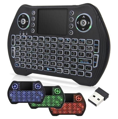 GREVA Mini Tastiera Retroilluminazione, Mini Tastiera Wireless con Mouse Touchpad per Android TV Box, Smart TV, PC, Laptop, HTPC, PS3, Windows Linux, Console, Computer