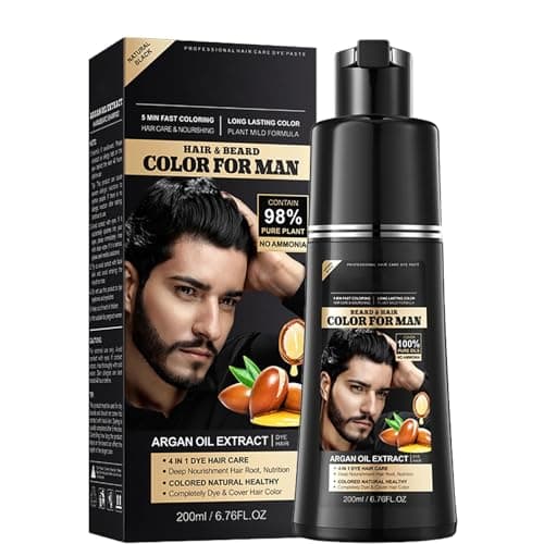 Shampoo Colorante Uomo,Shampoo Uomo Colorante,Crema Colorante Per Capelli,100% Cover Grey Hair - Tinta Per Capelli Neri Semipermanente,Facile E Veloce,Shampoo Colorante Per Capelli Da Uomo 200ml