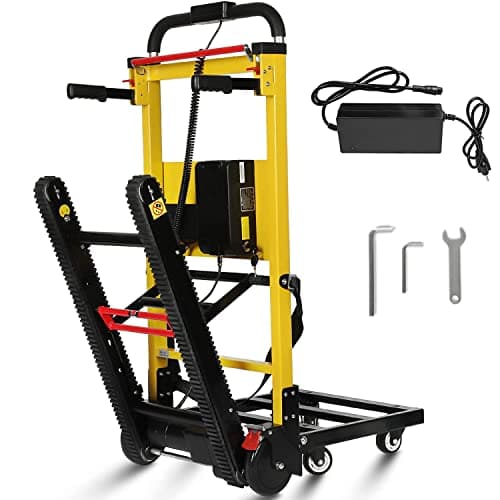 Carrello Saliscale Elettrico, portata massima 441 lbs, scaletta elettrica per scale su e giù con catene in gomma per spostare facilmente mobili pesanti, pieghevole