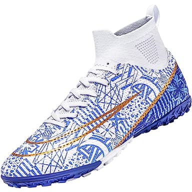 VTASQ Scarpe da Calcio Uomo High Top Professionale All'aperto Scarpe da Allenamento Teenager Training Scarpe da Calcetto Scarpe Sportivo Bianco 44EU