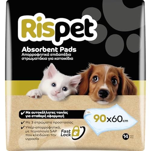 RISPET Tappetini Igienici per Cani 90x60cm, Alta Assorbenza con tecnologia Controlla Odori, 14 Unità