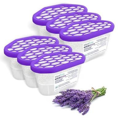 Aquafloow Assorbitore di Umidità per Ambienti 400 ml, Riduce l'umidità, 6 Pezzi LAVENDER | Neutralizzatore di Odori, Deumidificatore per Cucina, Armadio, Bagno e Studio
