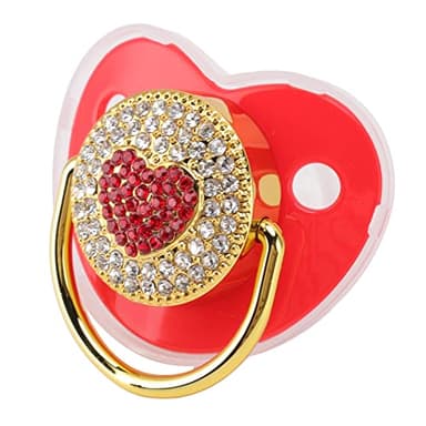 Ciuccio per Bambini a Forma di Cuore con Brillanti, Capezzolo Succhietto, Morbido e LeggeroSuzione Facile, Materiale in Silicone Sicuro, Aiuta L'allattamento Al Seno e lo