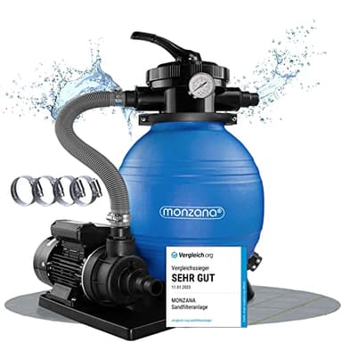 Monzana Filtro per Piscina a 7 Vie 10.200L/h Filtrazione a Sabbia Pompa Filtraggio Serbatoio 25L