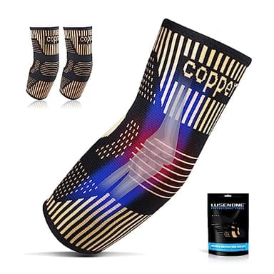 Lusenone 2 Pezzi Rame Tutore Epicondilite Gomito, Compressione Gomitiere Palestra per Uomo/Donna, Gomitiera per Epicondilite, Tendinite, Gomito del Tennista/Golfista, Sport, Bodybuilding