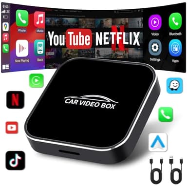Jansite 【3 in 1】 Carplay Android Auto Wireless con YouTube/Netflix/Tiktok, Adattatore Android Wuto Wireless Konvertieren Wired Android Auto/Carplay in Wireless Multimedia-Videobox