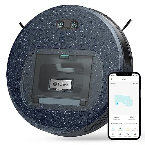 LEFANT Robot Aspirapolvere F1 con 5000 Pa, 28x6,9 cm Super Sottile,250 Minuti di Autonomia, Contenitore per la Polvere Visibile da 600 ml,Aspirapolvere Robot Ideale per Peli di Animali Domestici