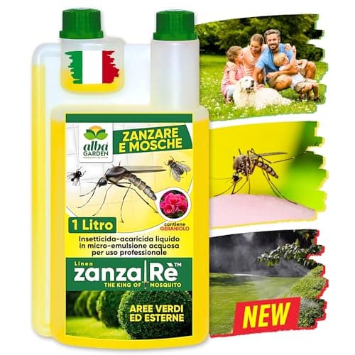 Albagarden - Zanzarè Insetticida Antizanzare Giardino Concentrato Per Esterno E Interno - Per Disinfestazione Contro Zanzare Cimici Mosche Insetti Volanti E Striscianti (1 LITRO)