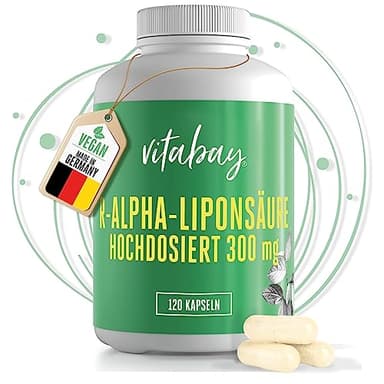 Vitabay Acido Alfa Lipoico 300 mg - 120 Capsule di ALA Integratore a Rilascio Ritardato - Vegano senza Additivi e ad Alto Dosaggio - Acido Alfa Lipoico R (75%) - Testato in Laboratorio