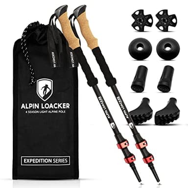 Alpin Loacker Bastoni da Trekking Telescopici Alluminio per Nordic Walking, Montagna, Sci Alpinismo e Neve, per Donna e Uomo, Rosso