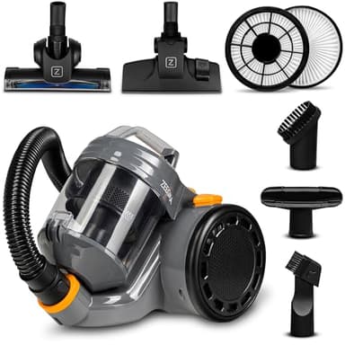 Aspirapolvere Zeegma Zonder Base Jet 4000 W, senza sacco, tecnologia ciclonica HEPA H13 classe energetica A, spazzola turbo con set di accessori, contenitore per la polvere da 2 litri