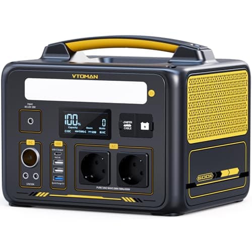 VTOMAN Jump 600X Centrale Elettrica Portatile - 600W/299Wh LiFePO4 Batteria Power Station Generatore Solare, Capacità Espandibile a 939Wh, per Campeggio, Emergenza, Viaggio