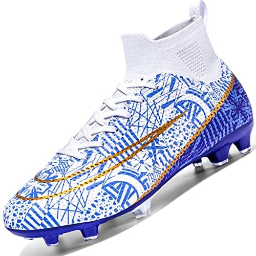 Donbest Scarpe da Calcio Uomo Tacchetti Professionale Scarpe da Calcetto Calzature da Calcio Ragazzo Scarpe da Allenamento,White,EU44