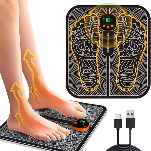 Massaggiatore Piedi,EMS Massaggiatore per Piedi,Massaggiatore Plantare Elettrico Pieghevole e Portatile,per la Circolazione Sanguigna e il Sollievo dal Dolore Muscolare,8 Modalità e 19 Intensità