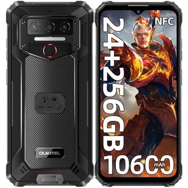 OUKITEL WP23 Plus Rugged Smartphone 2025, 24GB+256GB/1TB Telefono Indistruttibile, 10600mAh Smartphone Rugged, 6.52" HD Rugged Phone, Octa-Core Telefono Rugged, Dual SIM/NFC/Fingerprint/GPS/OTG, Nero