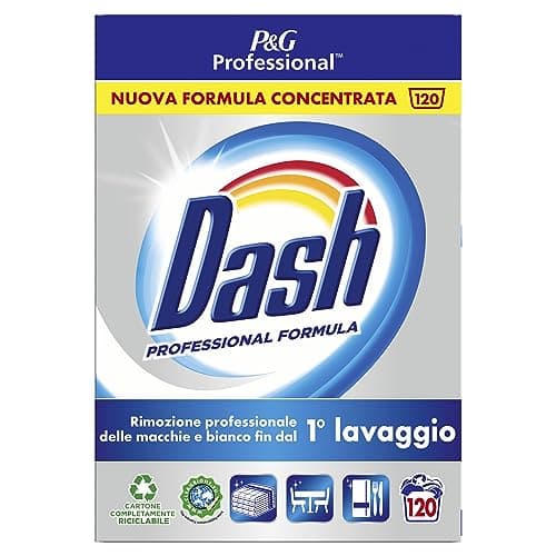 Dash Professional Detersivo Lavatrice Polvere, 120 Lavaggi, 6 Kg, Formula Professionale, Pulito Profondo, Dona Morbidezza ai Capi dal Primo Lavaggio, Con Fresca Profumazione, Per Uso Professionale