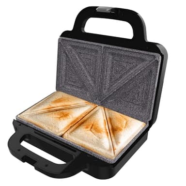 Cecotec Tostapane, Piastra Elettrica Rock'nToast Deep Classic, 1000 W, Maggiore ampiezza, Piastre triangolari, Tostatura uniforme, Rivestimento RockStone, Capacità 2 Sandwich, Senza PFOA