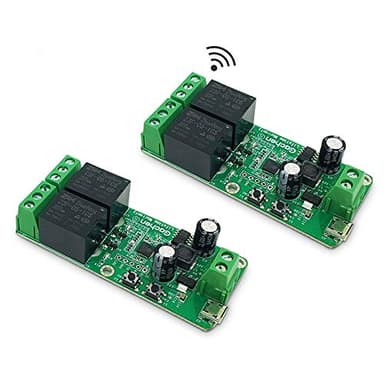 eWelink APP Modulo Interruttore Relè Wifi a 2 Canale Autobloccante Pulsante a Impulsi Momentaneo DC 5-32V, Pulsante Contatto Pulito Wifi da Applicare Al Porta del Garage, per Tapparella Alexa 2 Pezzi