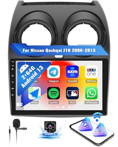 OiLiehu 2G+64G Apple Carplay Android Auto Android 13 Double Din Radio per Nissan Qashqai J10 2006-2013 Autoradio con schermo 9 pollici Autoradio Supporto Equalizzatore/Bluetooth/FM RDS/WiFi/GPS