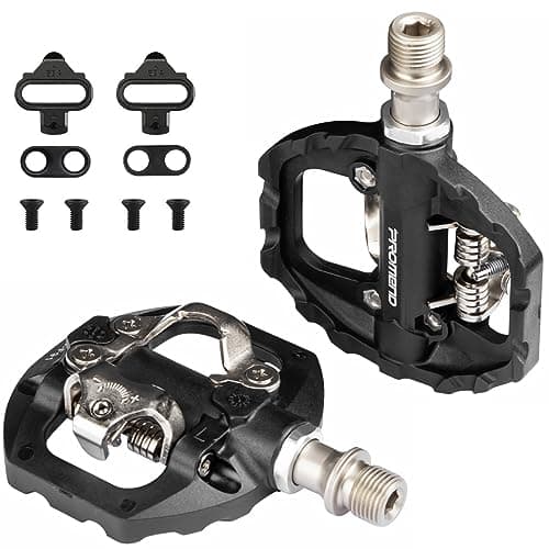 Pedali MTB Doppia Funzione compatibile con Shimano Bici, con Tacchette Accessori, Pedali per Bicicletta in Fibra di Nylon Leggera per Mountain Corsa Gravel Strada BMX, DU+ Asse 9/16"