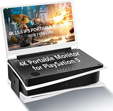 G-STORY 15.6'' Monitor portatile per PS5, schermo portatile UHD 4K IPS per PS5 (non incluso) con due HDMI, HDR, Freesync, modalità di gioco